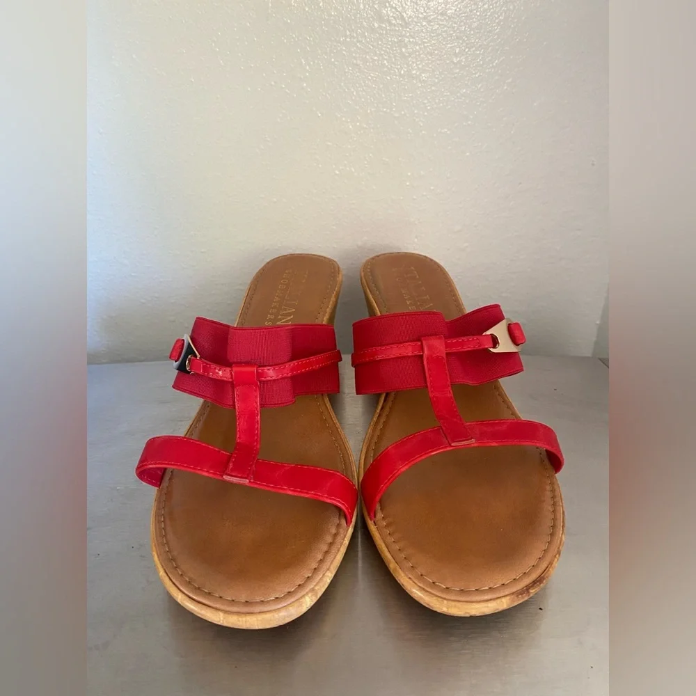 ITALIAN SHOEMAKER ...Elegant Red Wedge Sandals